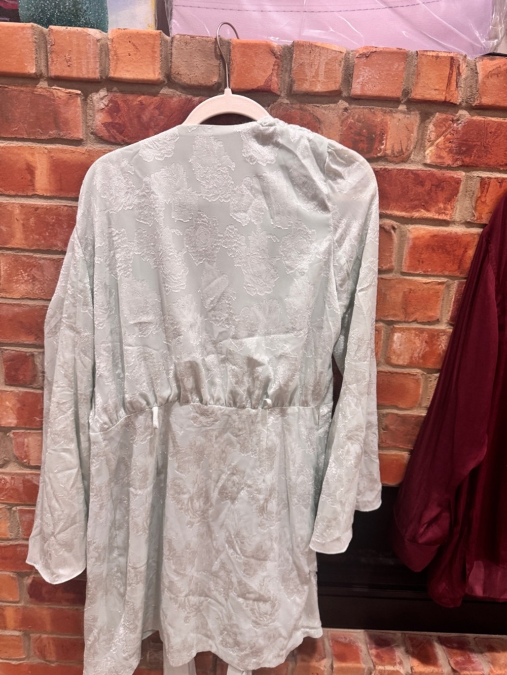 Club London DOREEN Mint Long-Sleeve Wrap Mini Dress Sz L; very flattering style - Picture 10 of 11
